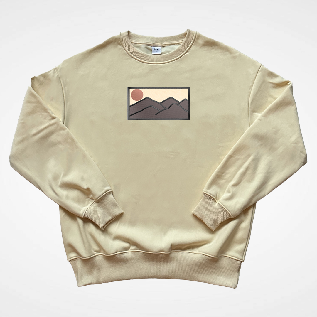 Mountains and Sun - Embroidered